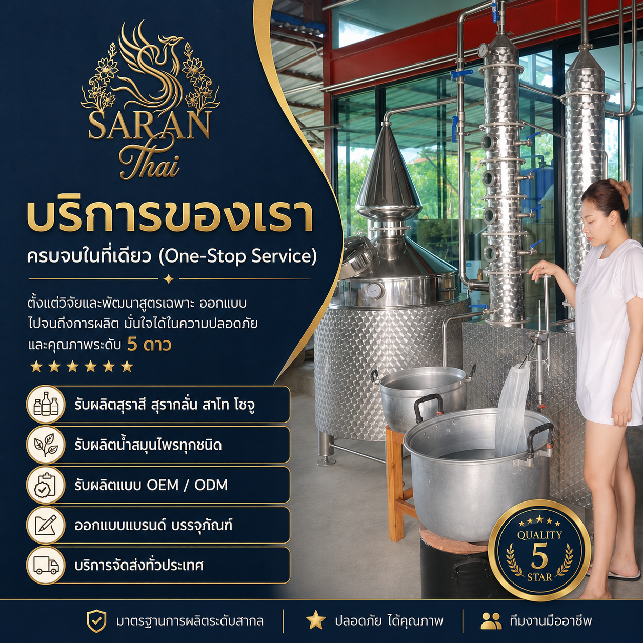 บริการของสราญไทย ครบจบในที่เดียว OEM ODM สุรากลั่น น้ำสมุนไพร